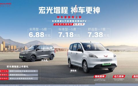 6.88 万元から！世界初の 6 万元レベルの増程後輪駆動 MPV の五菱宏光増程版が公式に発売